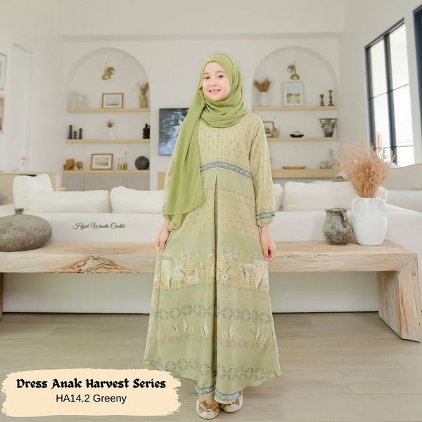 [ READY STOCK ] Harvest Dress Anak - HA14.2 Greeny