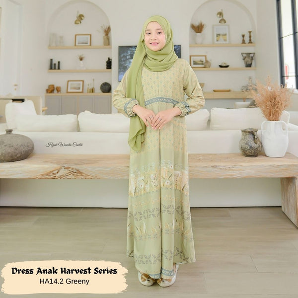[ READY STOCK ] Harvest Dress Anak - HA14.2 Greeny
