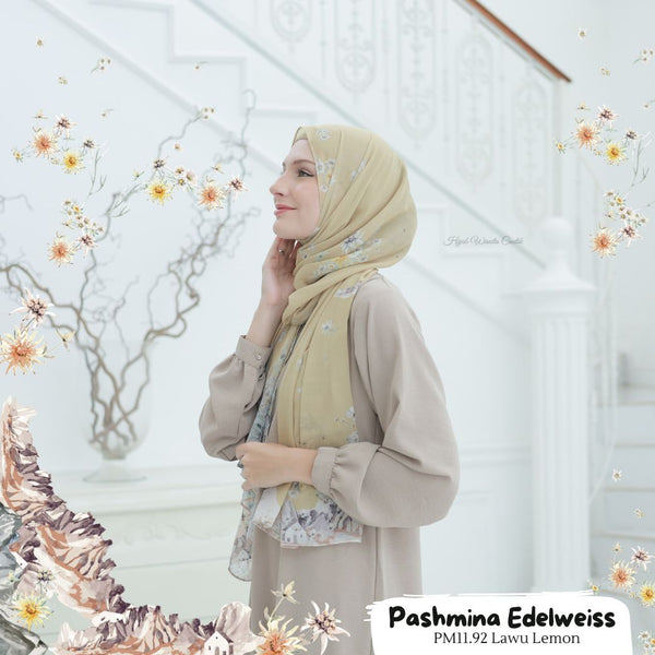[BELI 3 GRATIS BAJU] Pashmina Edelweiss - PM11.92 Lawu Lemon