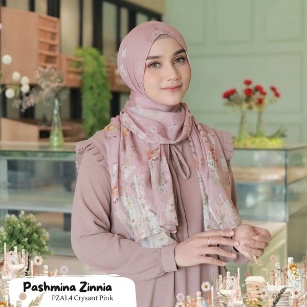 [BELI 3 GRATIS BAJU] Pashmina Zinnia - PZA1.4 Crysant Pink