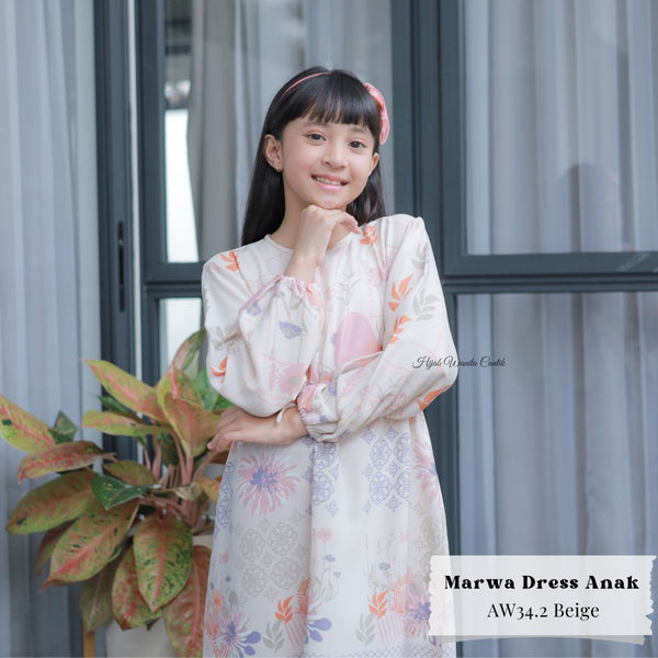 [ READY STOCK ] Marwa Dress Anak Custom - AW34.2 Beige
