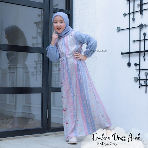 [ READY STOCK ] Emilora Dress Anak Custom - CDR3.2 Grey