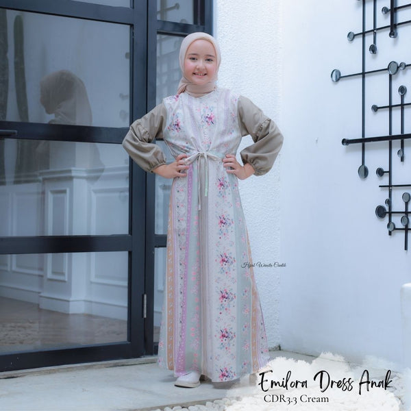 [ READY STOCK ] Emilora Dress Anak Custom - CDR3.3 Creamy