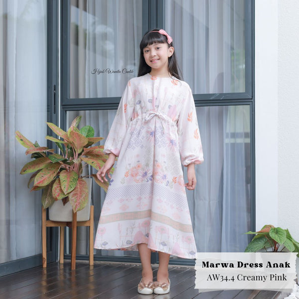 [ READY STOCK ] Marwa Dress Anak Custom - AW34.4 Creamy Pink