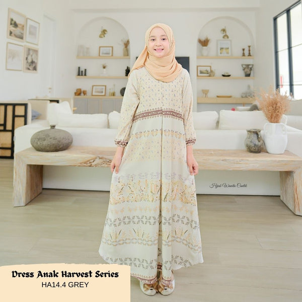 [ READY STOCK ] Harvest Dress Anak - HA14.4 Grey