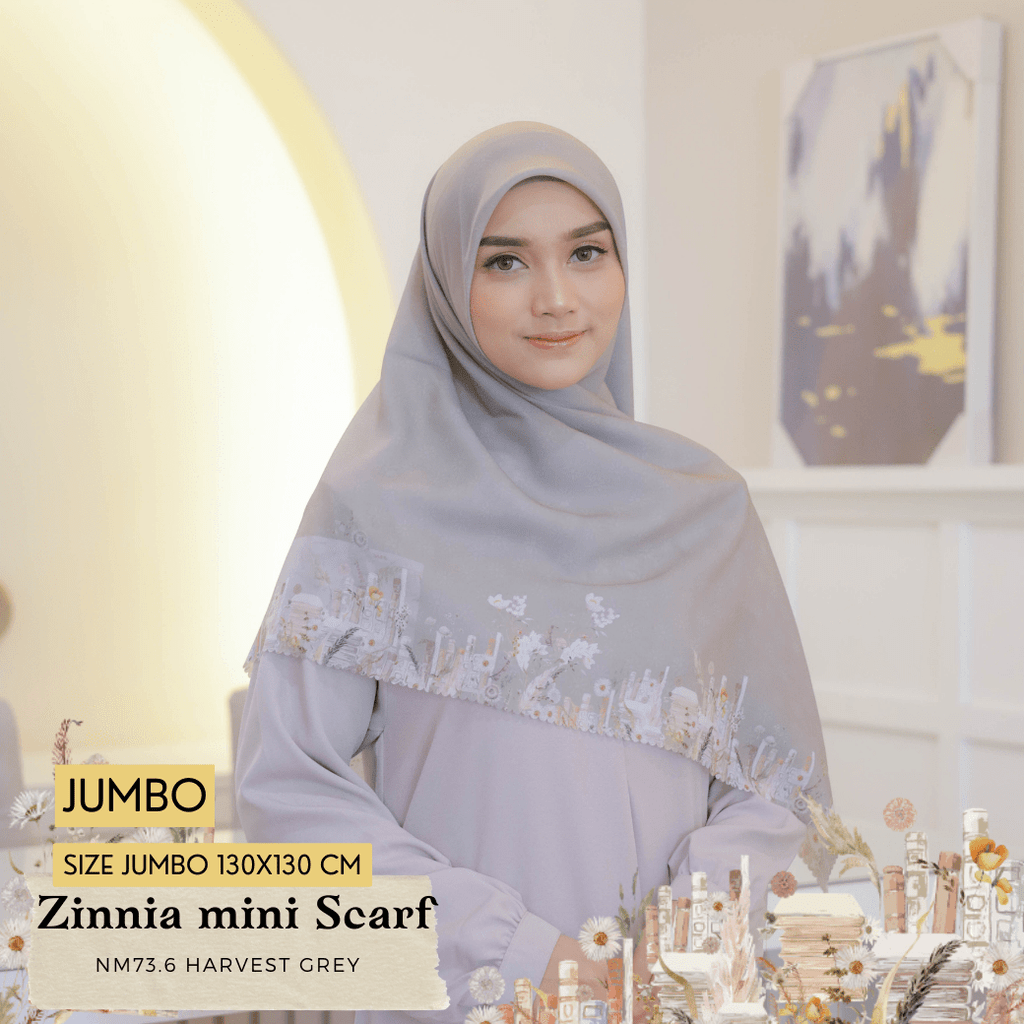 [ BUY 3 GET 1 FREE HIJAB ] Zinnia Mini Scarf Jumbo - NM73.6 Harvest Grey