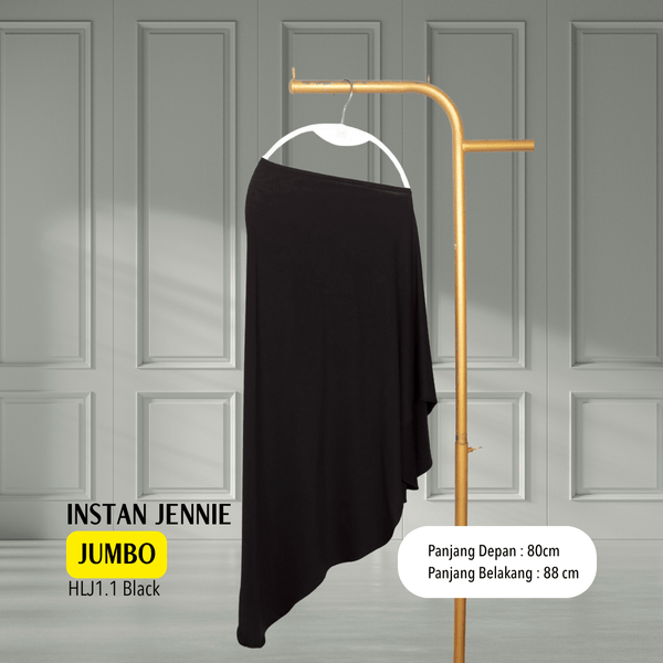 Instan Jennie Sporty Hijab Jumbo - HLJ1.1 All Black