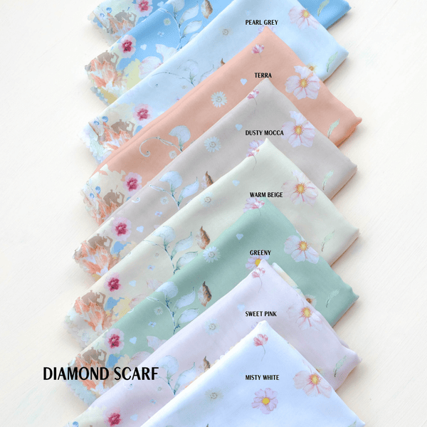 [ BUY 3 GET 1 FREE HIJAB ] Diamond Scarf - DN07.5 Misty White