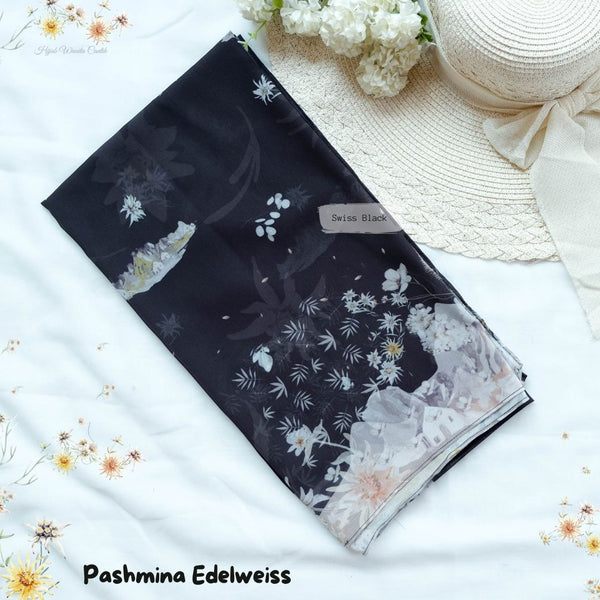 [BELI 3 GRATIS HADIAH] Pashmina Edelweiss - PM11.90 Swiss Black