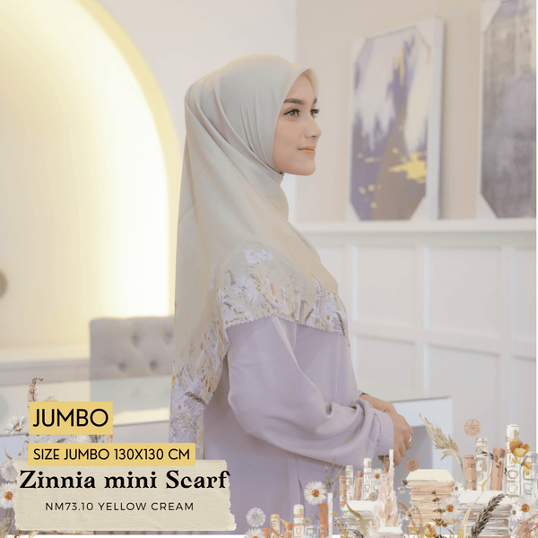 [ BUY 3 GET 1 FREE HIJAB ] Zinnia Mini Scarf Jumbo - NM73.10 Yellow Cream