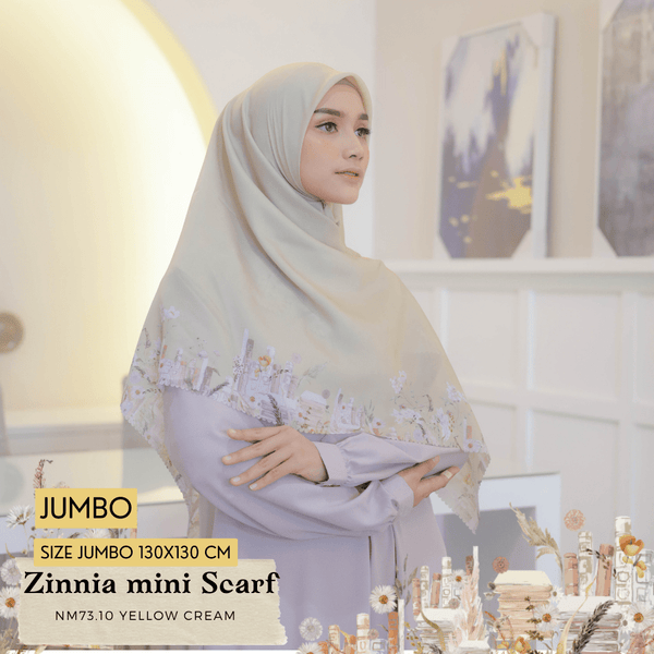 [ BUY 3 GET 1 FREE HIJAB ] Zinnia Mini Scarf Jumbo - NM73.10 Yellow Cream