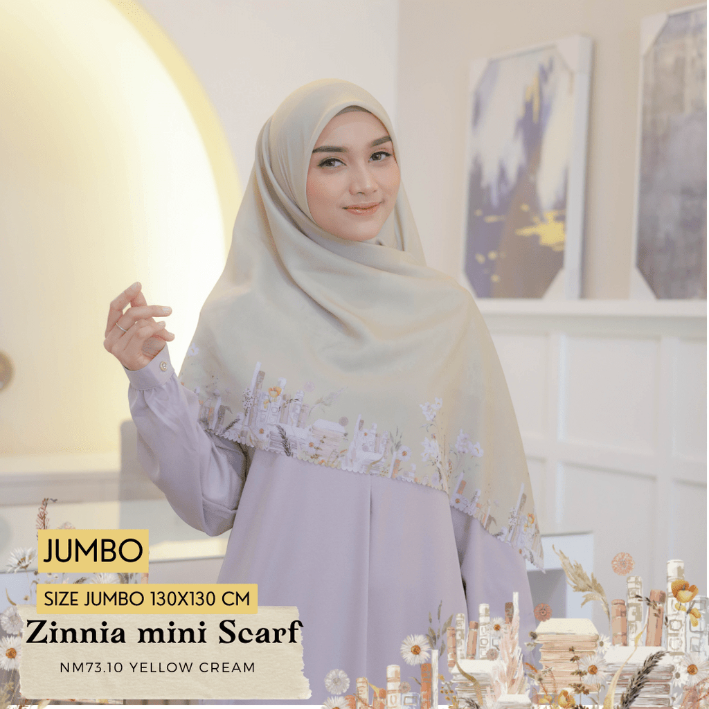 [ BUY 3 GET 1 FREE HIJAB ] Zinnia Mini Scarf Jumbo - NM73.10 Yellow Cream