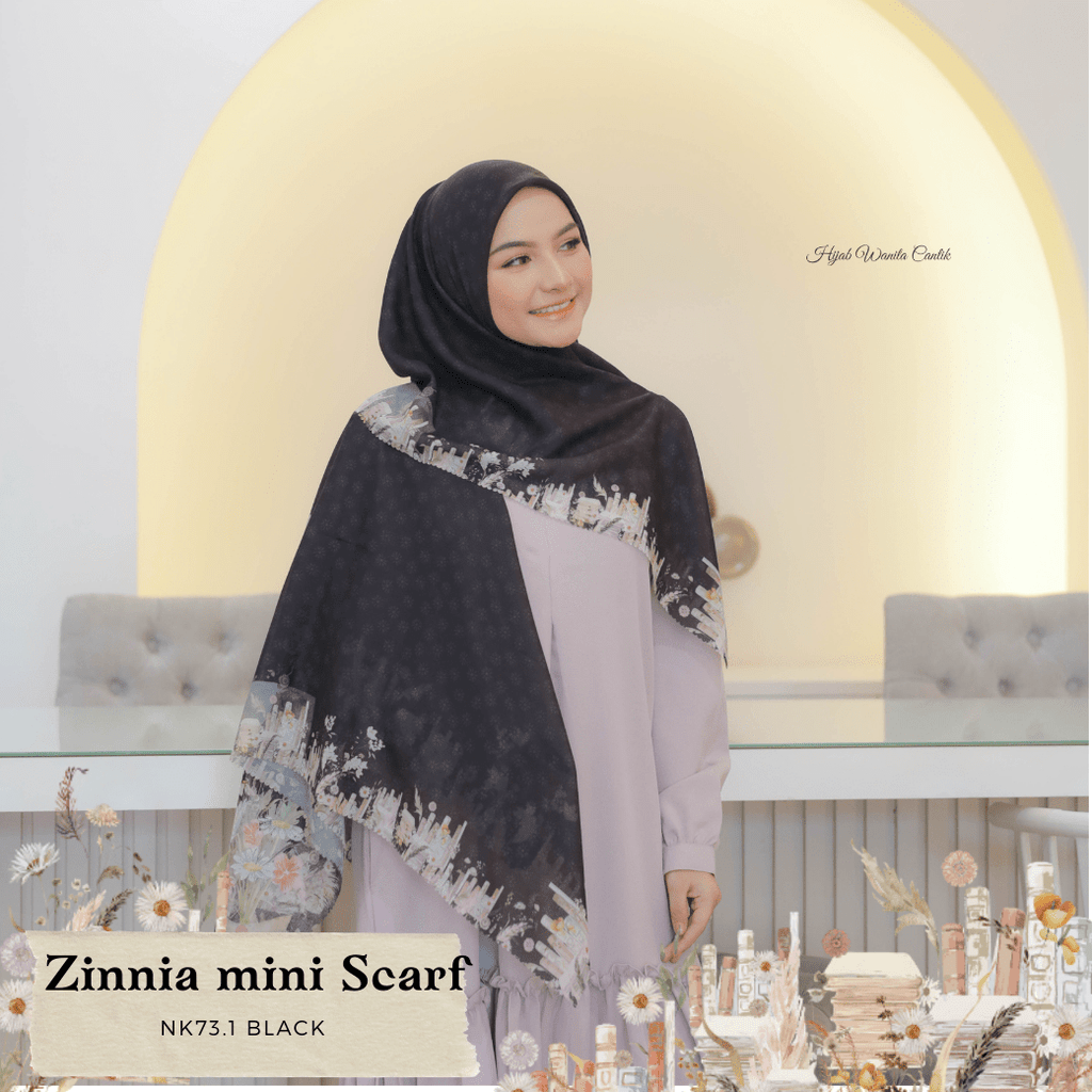 [ BUY 3 GET 1 FREE HIJAB ] Zinnia Mini Scarf - NK73.1 Black