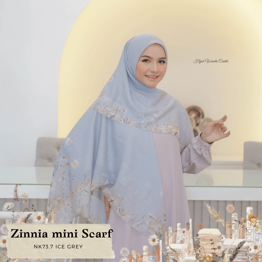[ BUY 3 GET 1 FREE HIJAB ] Zinnia Mini Scarf - NK73.7 Ice Grey