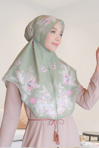 [ BUY 3 GET 1 FREE ] Hijab Instan Baiti Emily - BM45.95 Pastel Olive