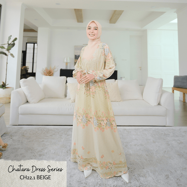 [ READY STOCK ] CLEARENCE SALE Chatara Dress - CH22.1 Beige