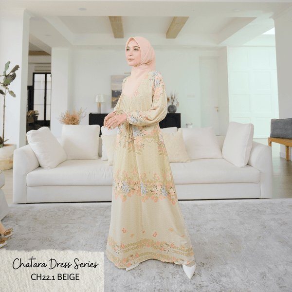 [ READY STOCK ] CLEARENCE SALE Chatara Dress - CH22.1 Beige