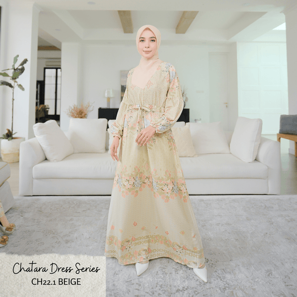 [ READY STOCK ] CLEARENCE SALE Chatara Dress - CH22.1 Beige