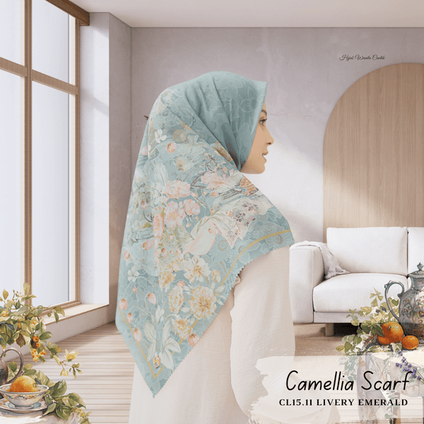 [BELI 2 GRATIS HADIAH] Camellia Scarf - CL15.11 Lively Emerald
