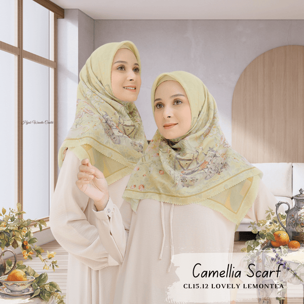 [BELI 2 Gratis Hadiah] Camellia Scarf - CL15.12 Lovely Lemontea