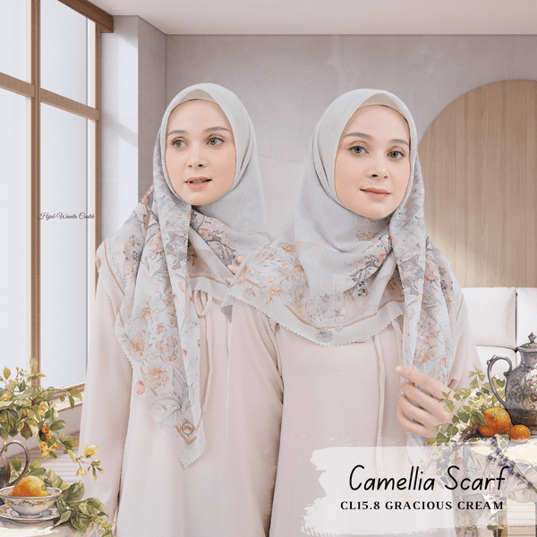 [BELI 2 GRATIS HADIAH] Camellia Scarf - CL15.8 Gracious Cream
