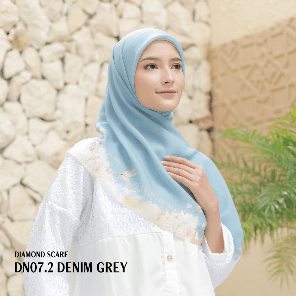 [ BUY 3 GET 1 FREE HIJAB ] Diamond Scarf - DN07.2 Denim Grey
