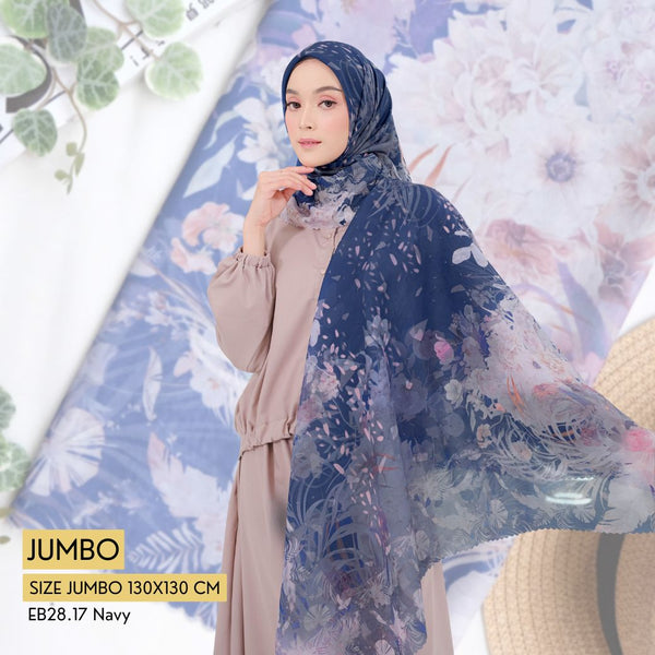 [ BUY 3 GET 1 FREE HIJAB ] Emily Scarf JUMBO - EB28.17 Navy
