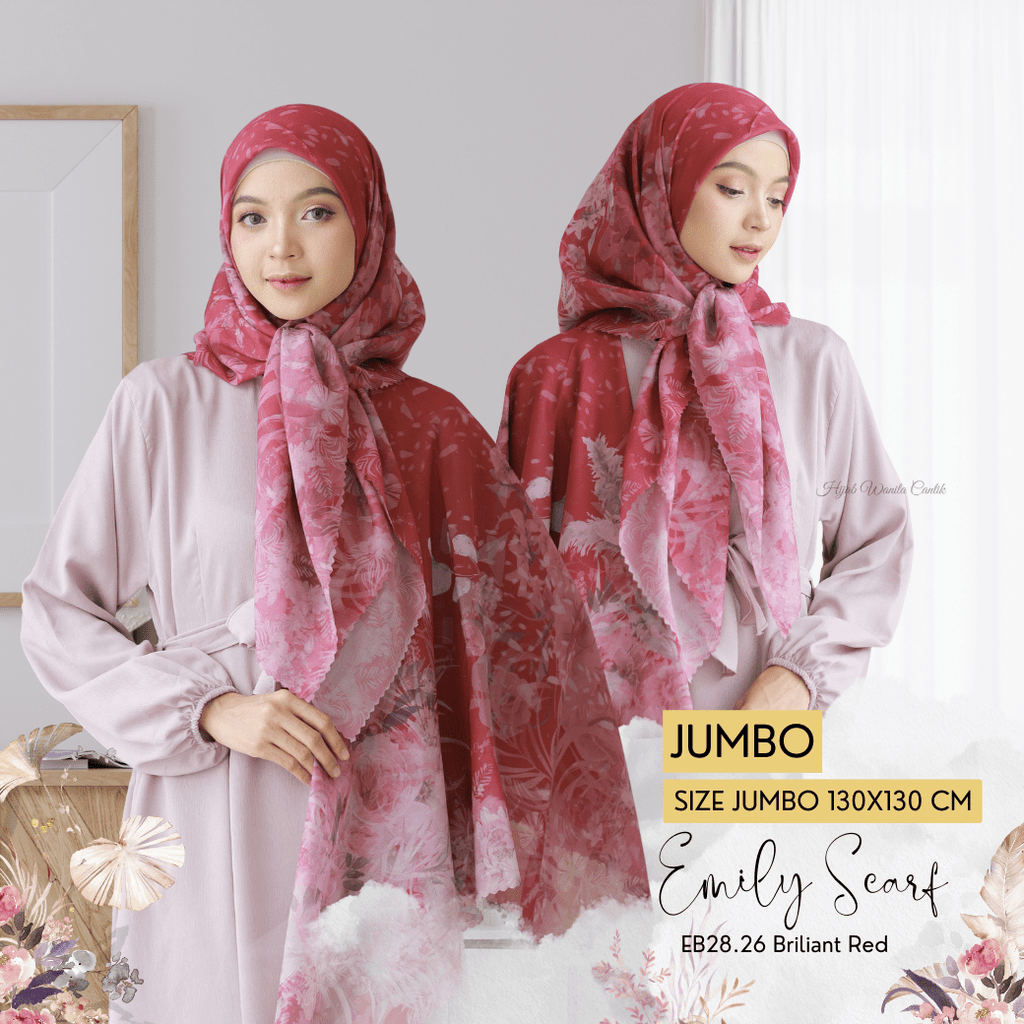 [ BUY 3 GET 1 FREE HIJAB ] Emily Scarf JUMBO - EB28.26 Briliant Red