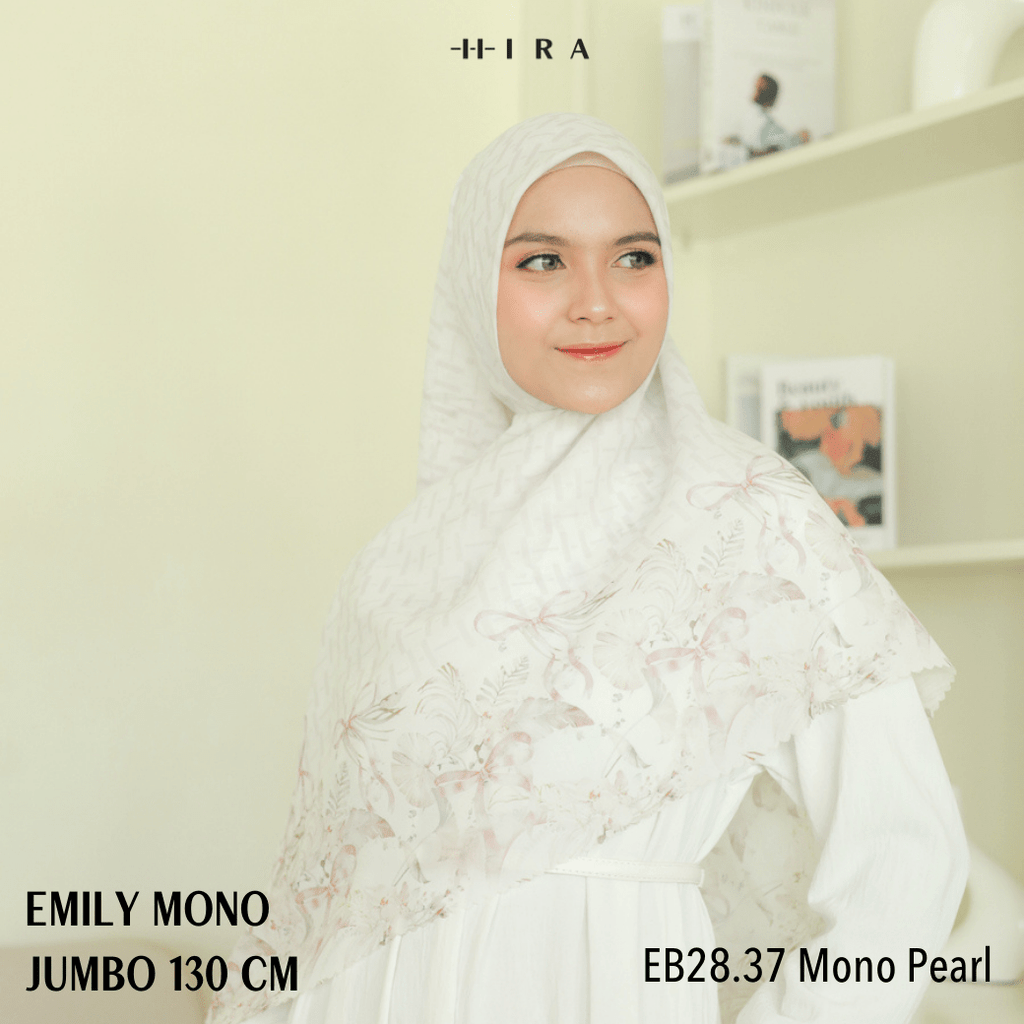 [ BUY 3 GET 1 FREE HIJAB ] Emily Scarf Jumbo - EB28.37 Mono Pearl