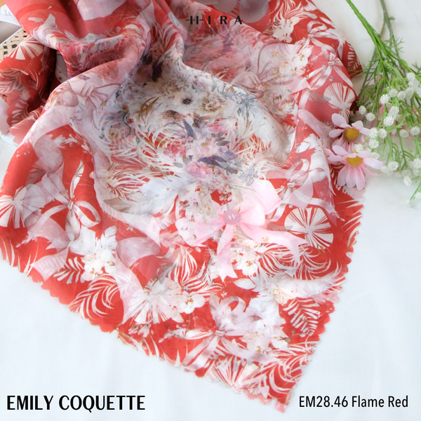 [ BUY 3 GET 1 FREE HIJAB ] Emily Scarf - EM28.46 Coquette Flame Red