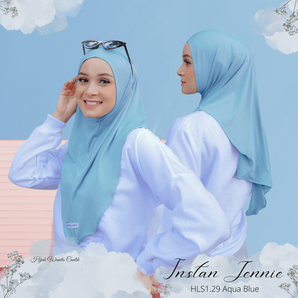Instan Jennie Sporty Hijab - HLS1.29 Aqua Blue