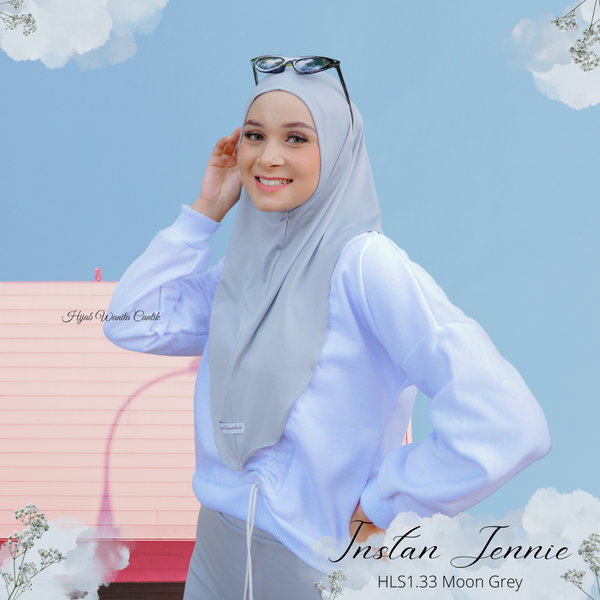 Instan Jennie Sporty Hijab - HLS1.33 Moon Grey