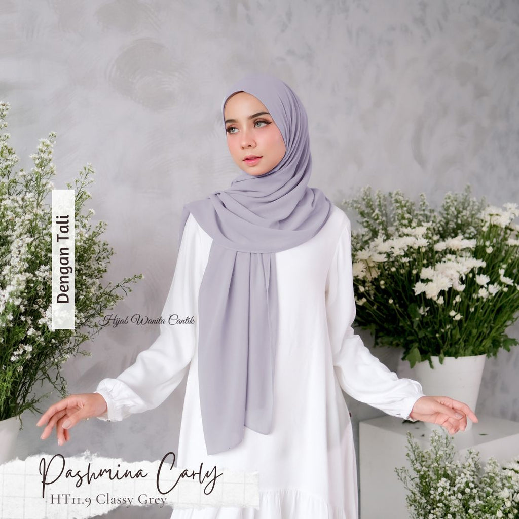 Pashmina Carly (dengan tali)  - HT11.9 Classy Grey