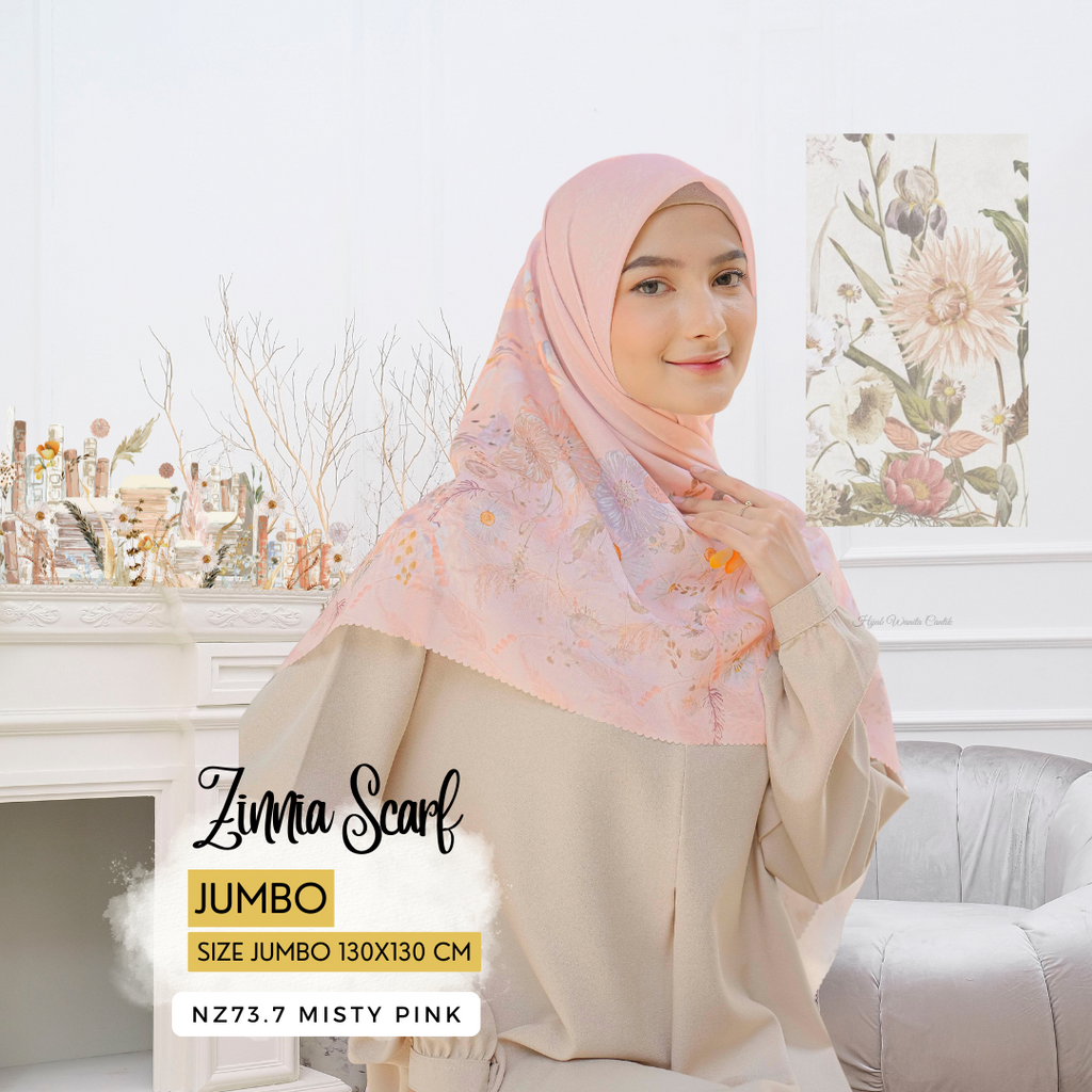 [ BUY 3 GET 1 FREE HIJAB ] Zinnia Scarf Jumbo - NZ73.7 Misty Pink