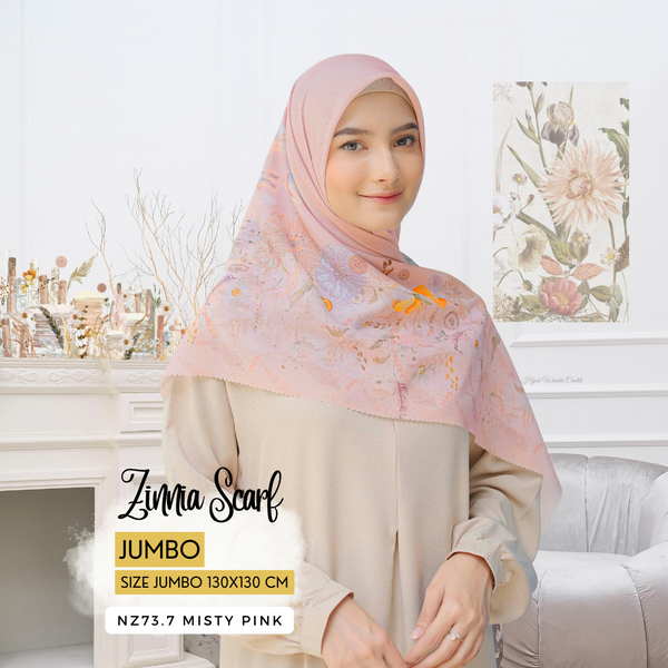 [ BUY 3 GET 1 FREE HIJAB ] Zinnia Scarf Jumbo - NZ73.7 Misty Pink