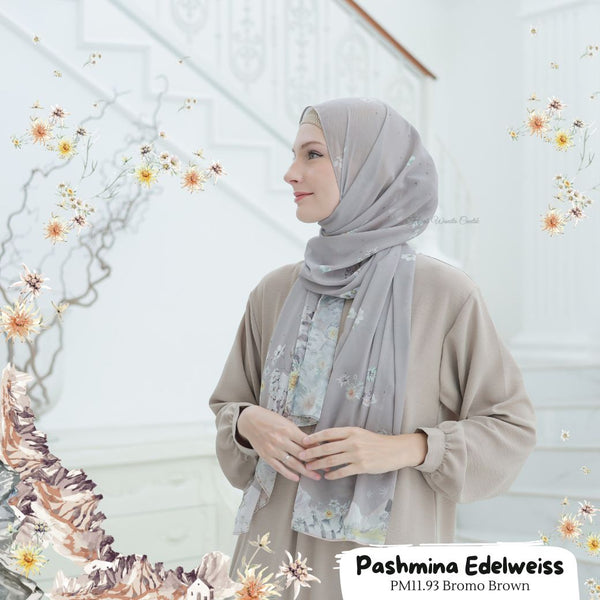 [BELI 3 GRATIS 1] Pashmina Edelweiss - PM11.93 Bromo Brown