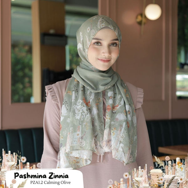 [ BUY 3 GET 5 ] Extra 2 Hadiah Pashmina Zinnia - PZA1.2 Calming Olive