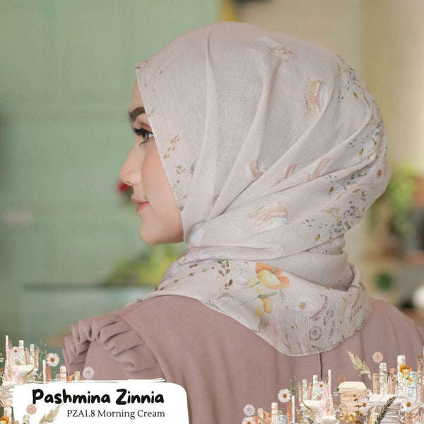 [ BUY 3 GET 5 ] Extra 2 Hadiah Pashmina Zinnia - PZA1.8 Morning Cream