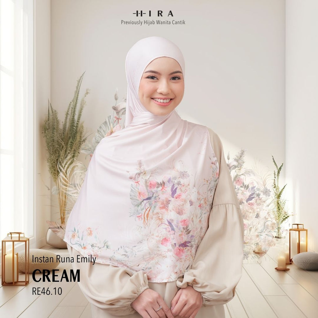 [ BUY 3 GET 1 FREE HIJAB ] Runa Emily - RE46.10 Cream