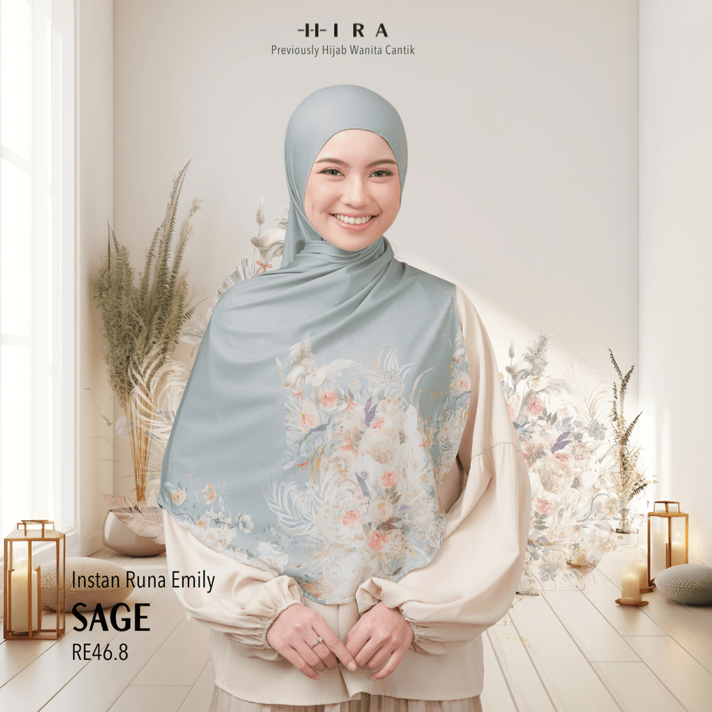 [ BUY 3 GET 1 FREE HIJAB ] Runa Emily - RE46.8 Sage