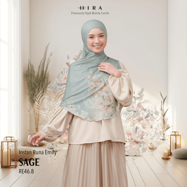 [ BUY 3 GET 1 FREE HIJAB ] Runa Emily - RE46.8 Sage