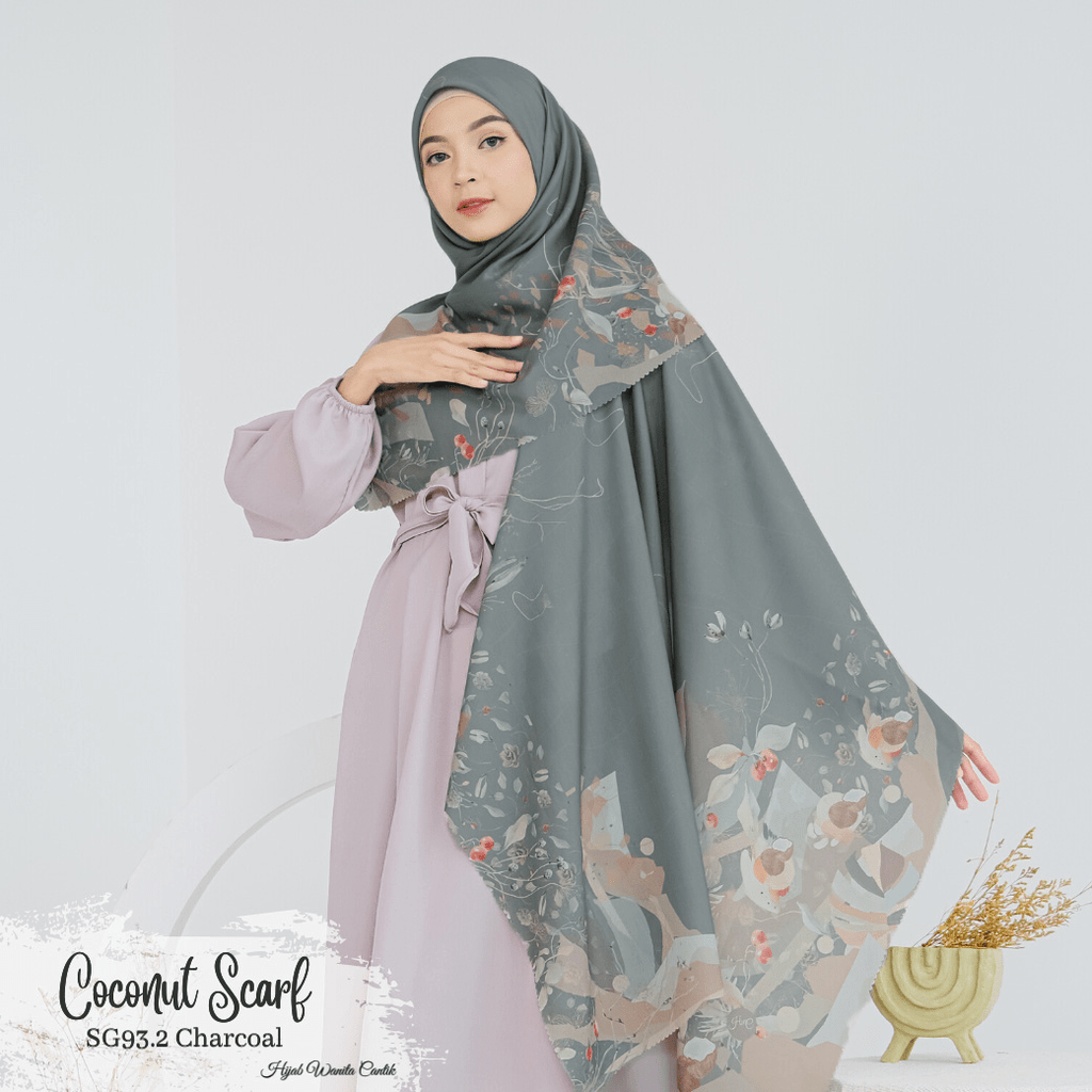 [ BUY 3 GET 1 FREE HIJAB ] Coconut Scarf - SG93.2 Charcoal