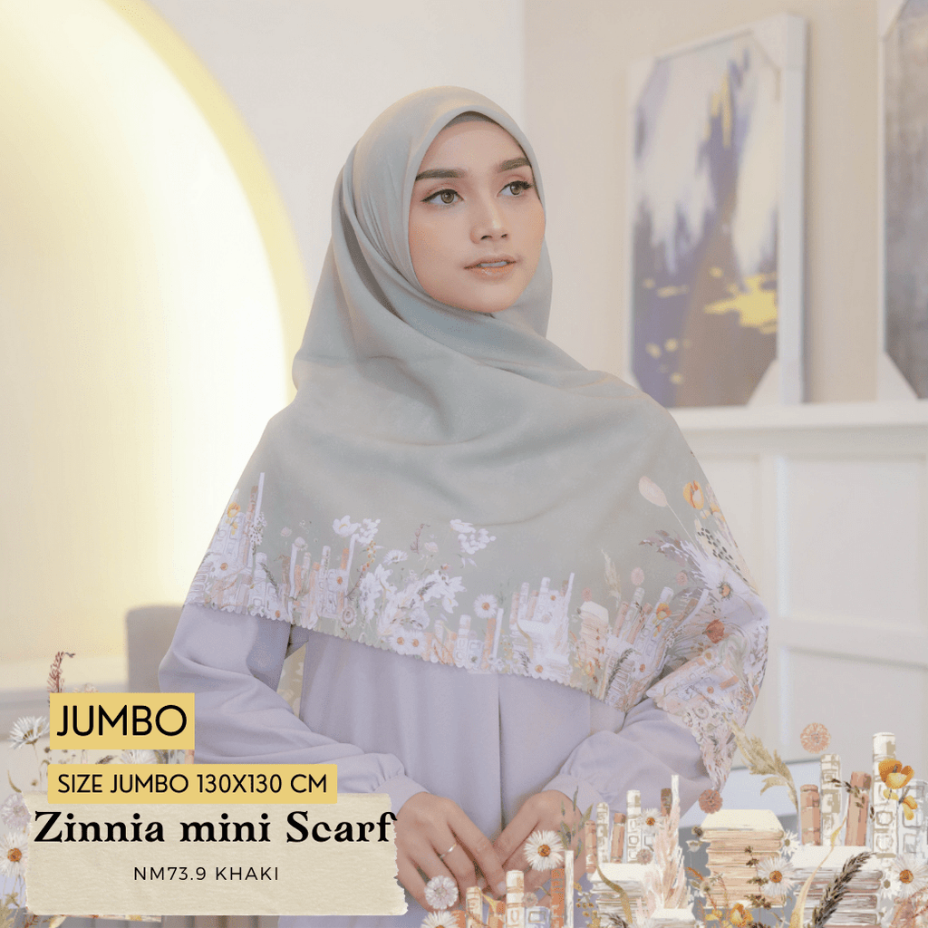 [ BUY 3 GET 1 FREE HIJAB ] Zinnia Mini Scarf Jumbo - NM73.9 Khaki