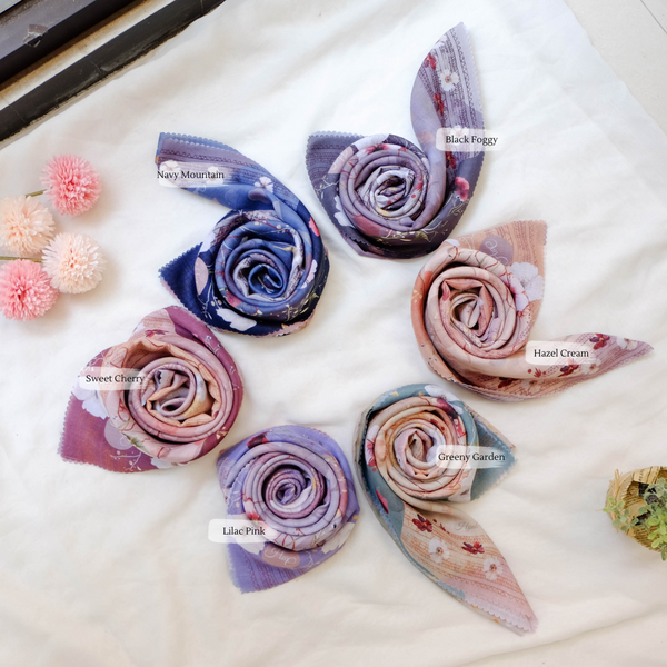 [ BUY 3 GET 1 FREE HIJAB ] Segiempat Poppy Scarf - PY71.3 Sweet Cherry