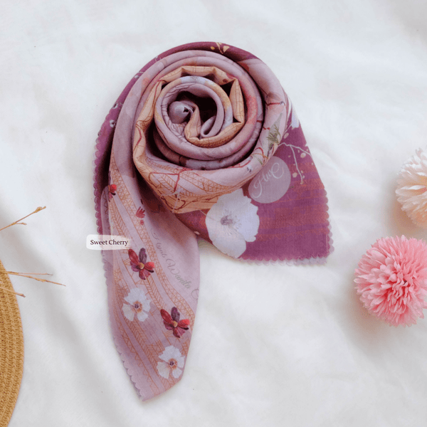 [ BUY 3 GET 1 FREE HIJAB ] Segiempat Poppy Scarf - PY71.3 Sweet Cherry