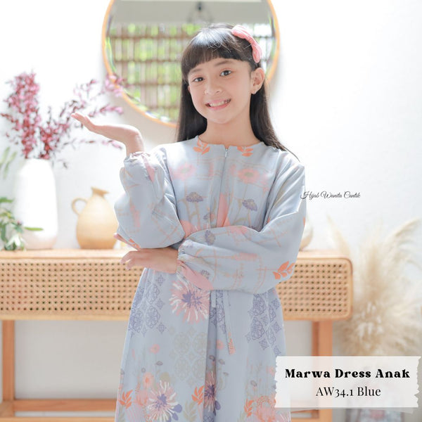 [ READY STOCK ] Marwa Dress Anak Custom - AW34.1 Blue