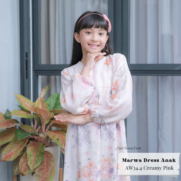 [ READY STOCK ] Marwa Dress Anak Custom - AW34.4 Creamy Pink