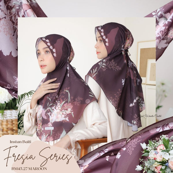 [ BUY 3 GET 1 FREE ] Hijab Instan Baiti Fresia - BM45.27 Maroon