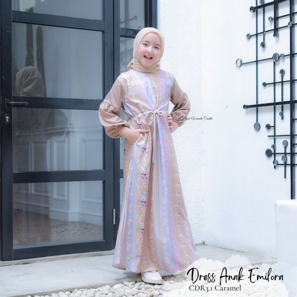 [ READY STOCK ] Emilora Dress Anak Custom - CDR3.1 Caramel