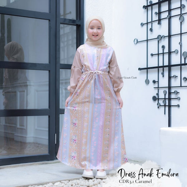 [ READY STOCK ] Emilora Dress Anak Custom - CDR3.1 Caramel